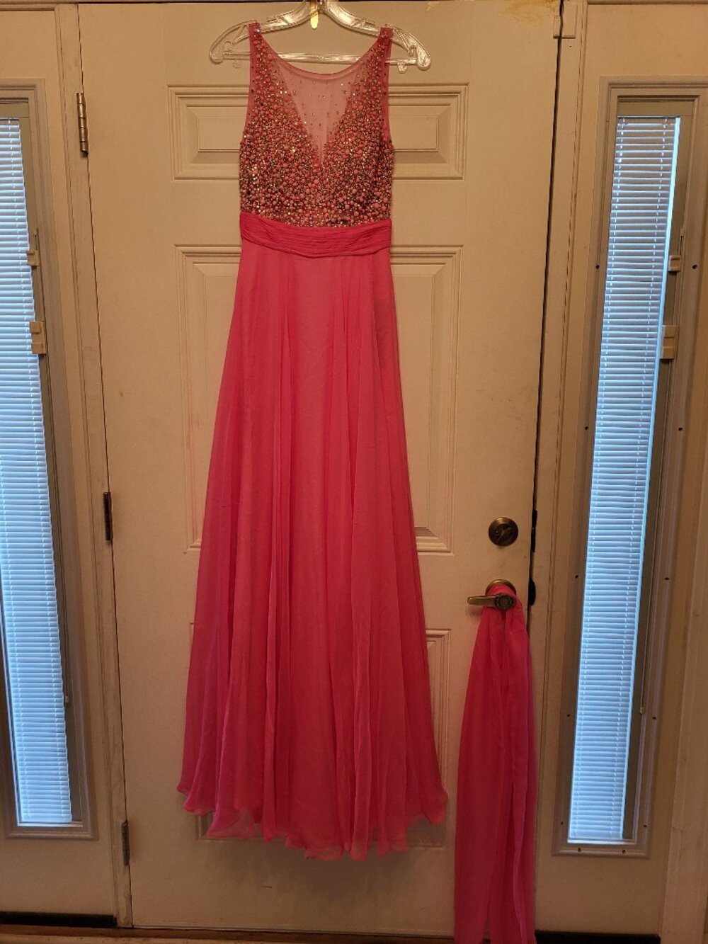 Formal fuchsia pink floor-length gown
